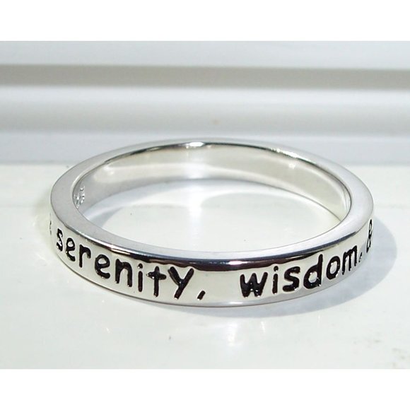 925 STERLING SILVER Serenity Prayer Inspirational Band Ring - Picture 4 of 14